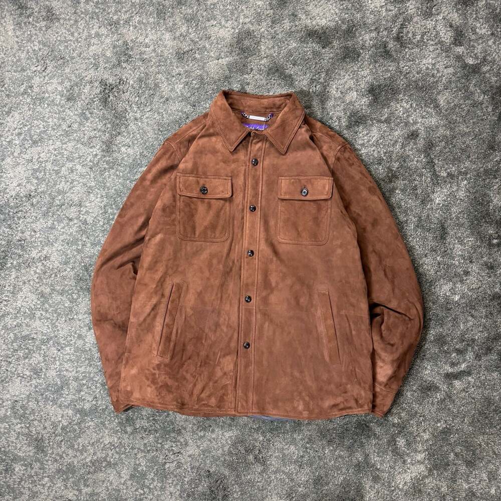 Ralph Lauren Purple Label Brown Suede Shirt Jacket Size L